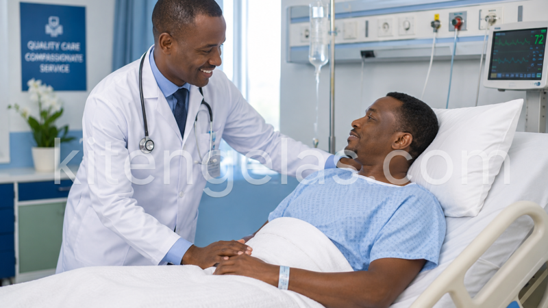 Caring doctor in a hospital room